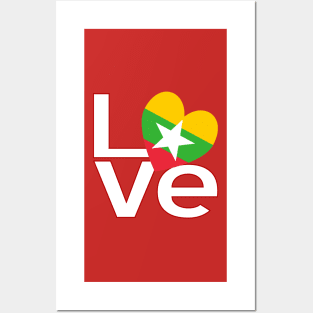 Red White Burma Myanmar LOVE Posters and Art